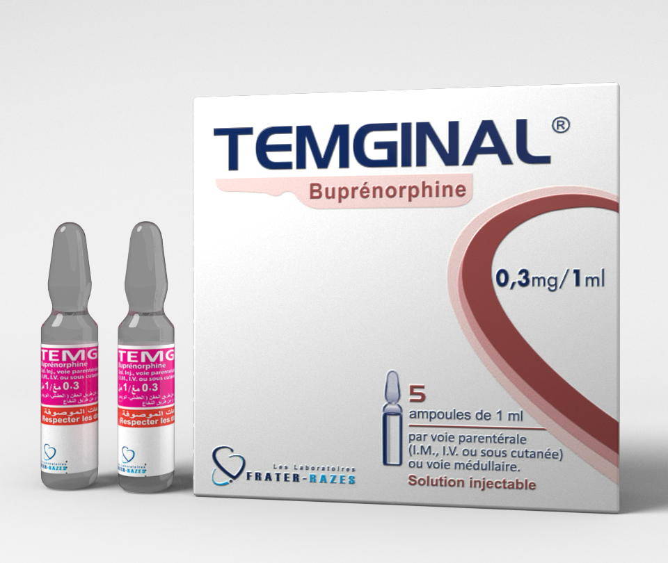 TEMGINAL 0,3mg/ml Buprénorphine Sol.Inj BT/5 Amp BT/50 Amp.