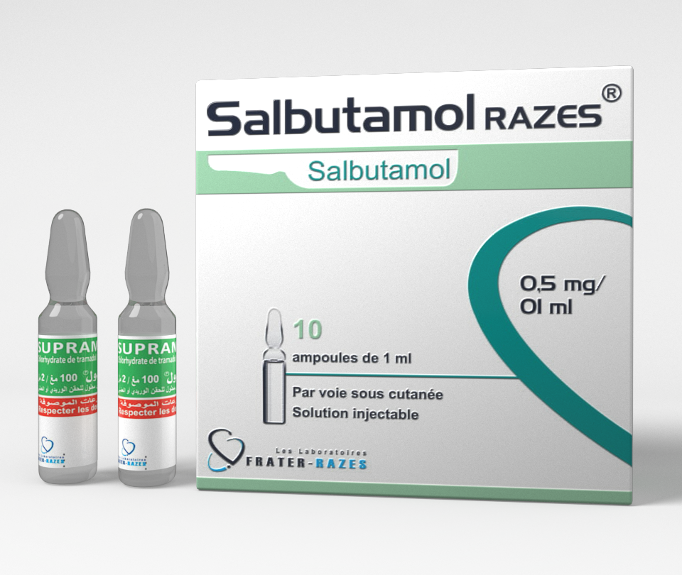 SALBUTAMOL RAZES 0,5mg/ml Sol.Inj BT/10 et 50 Amp de 1ml