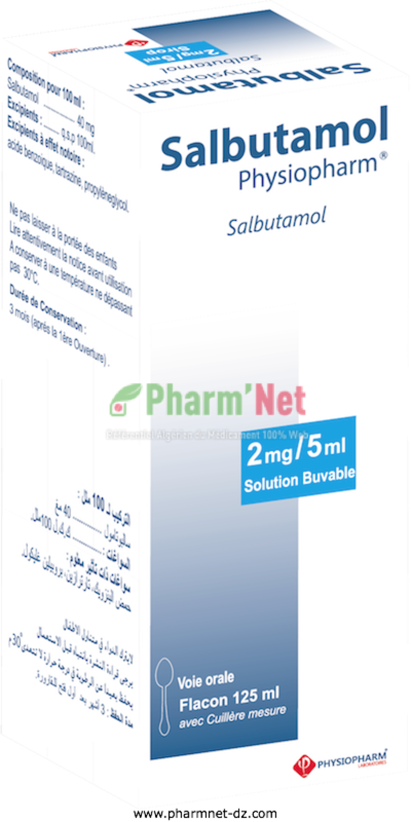 SALBUTAMOL  PHYSIOPHARM 2MG/5ML SOL, BUV B/01 FLACON DE 125ML