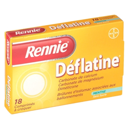 RENNIE DEFLATINE 680MG/80MG/25MG COMPRIME A CROQUER SANS SUCRE B/18