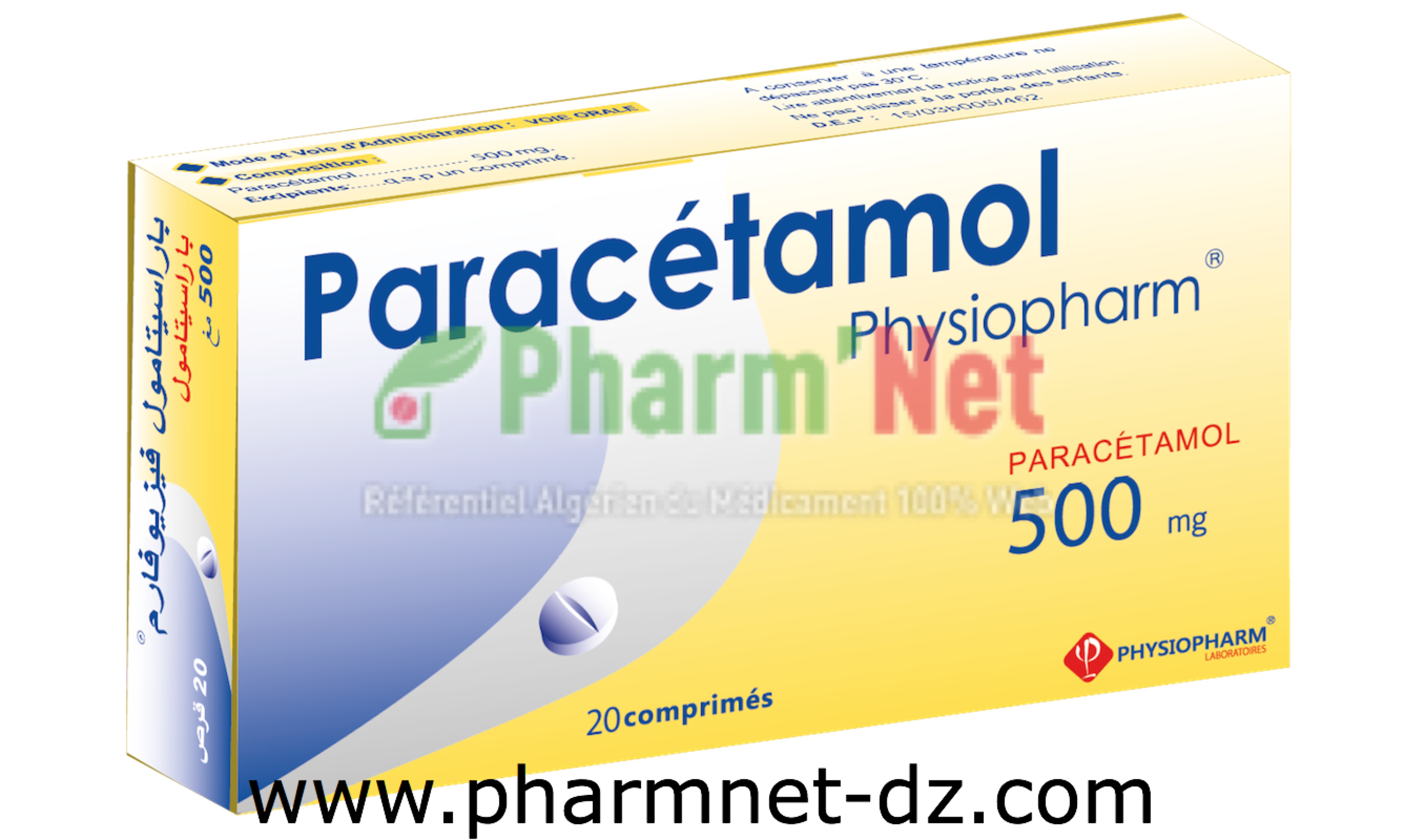 PARACETAMOL PHYSIOPHARM 500MG COMP  B/20