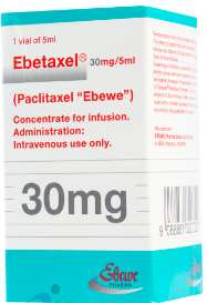 PACLITAXEL EBEWE 6MG/ML (OU 30MG/5ML, 100MG/16,7ML,150MG/25ML, ET 300MG/50ML) SOL INJ  FL/5ML  -  FL/16,7ML -  FL/25ML  -  FL /50ML.