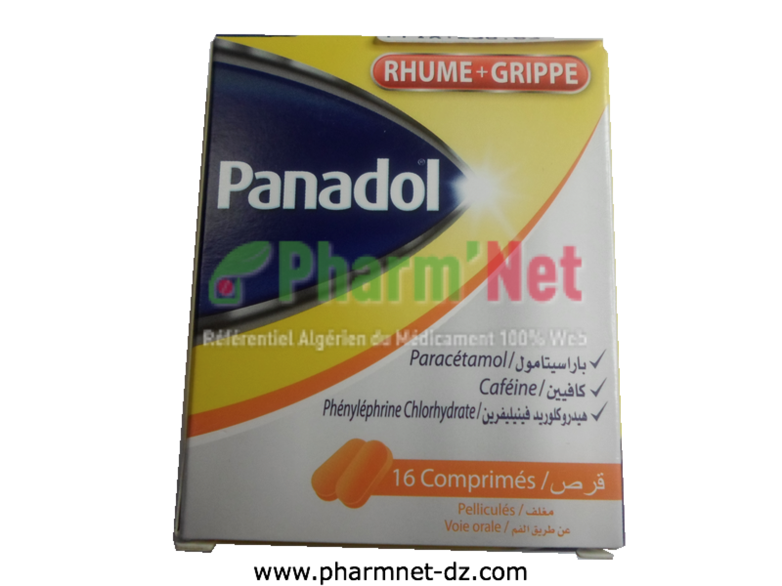 PANADOL RHUME + GRIPPE 500MG/25MG/5MG** COMP. PELLI.  B/16