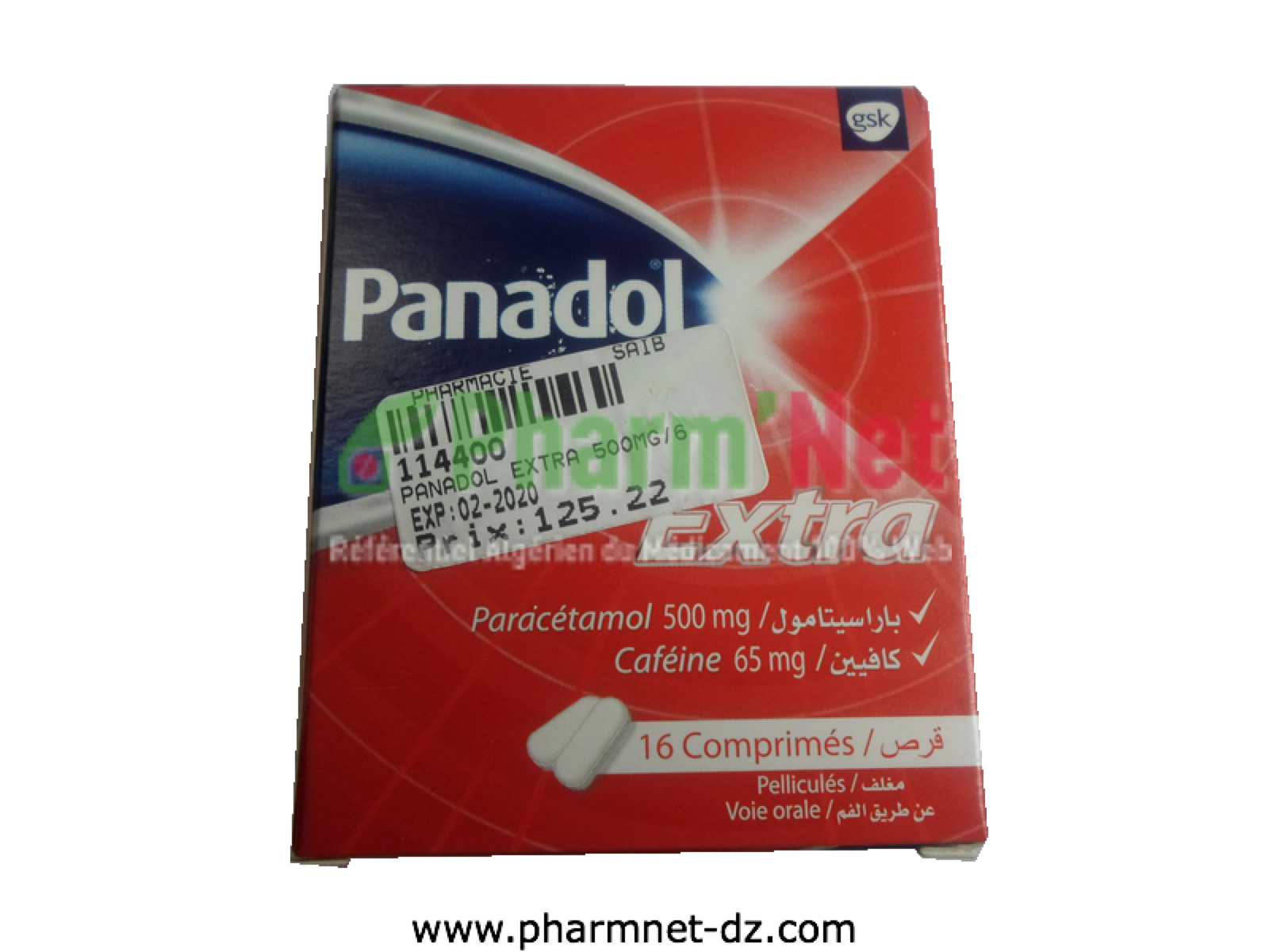 PANADOL EXTRA 500MG/65MG COMP. PELLI.  B/16