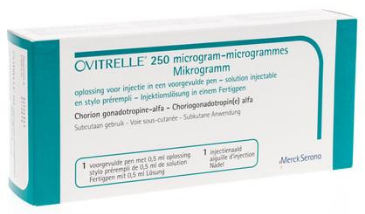 OVITRELLE 250µG/0,5ML (6500UI/0,5ML) SOL. INJ. EN SERINGUE PREREMPLIE S/C  B/1SERINGUE PREREMPLIE DE 0,5ML