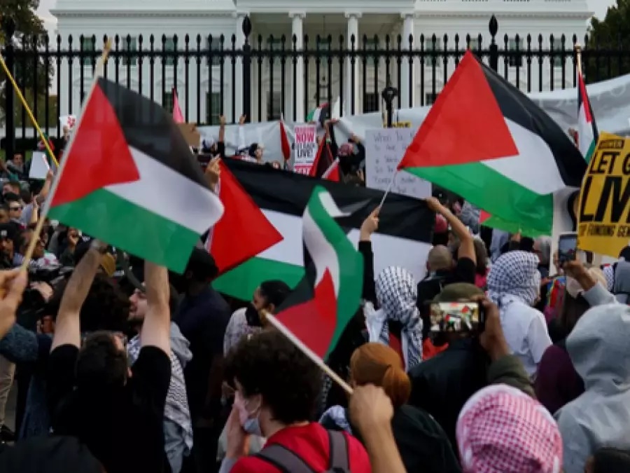 مظاهرة أمام البيت الأبيض نُصرةً لفلسطين