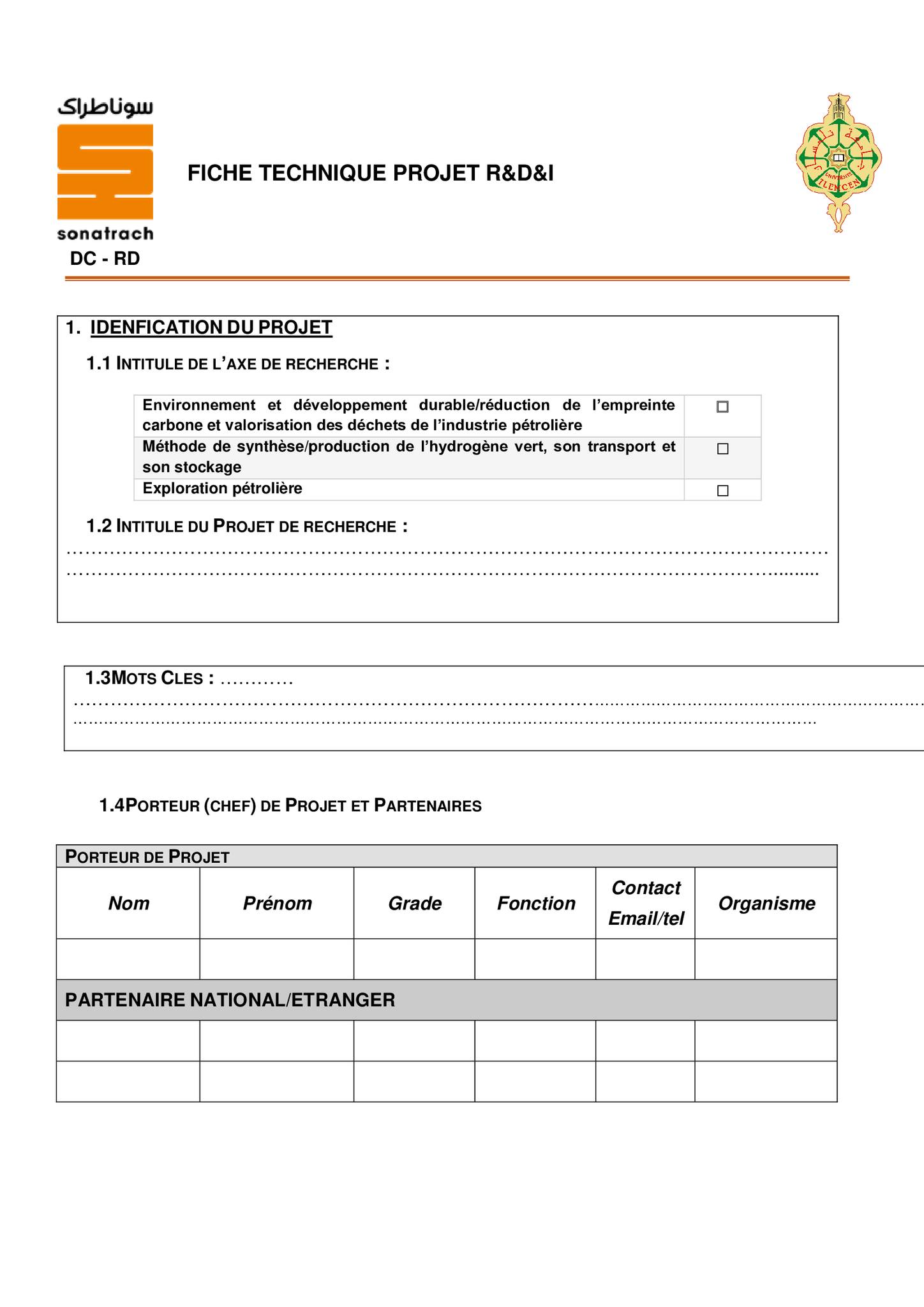 Appel à projets sponsorisés par la Sonatrach (2025-2027)