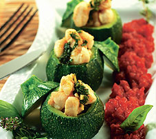 COURGETTES FARCIES AUX DÉS DE LOTTE