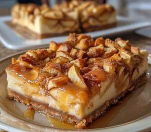 Barres de cheesecake à la pomme et au caramel