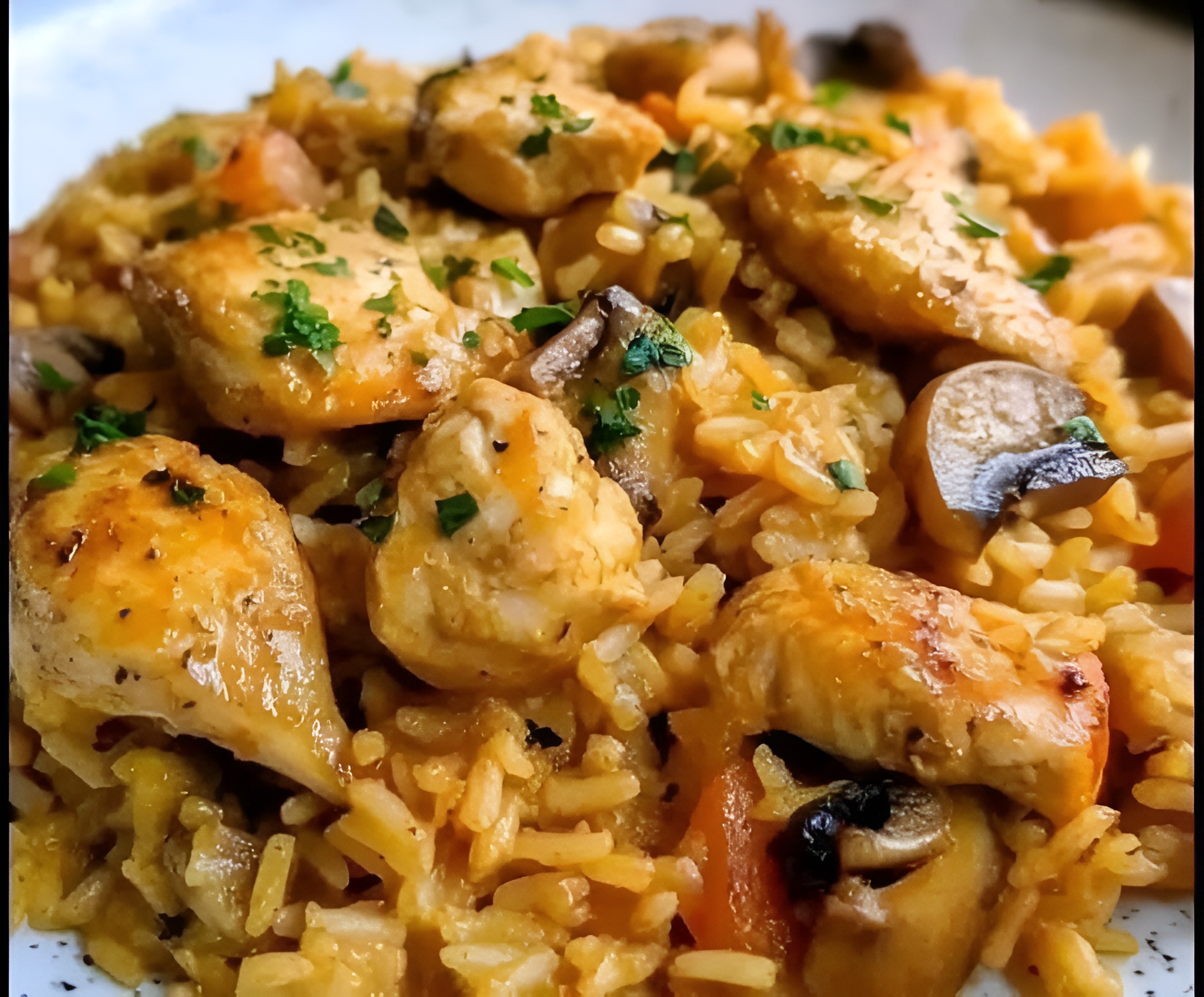 أرز مع دجاج و مشروم