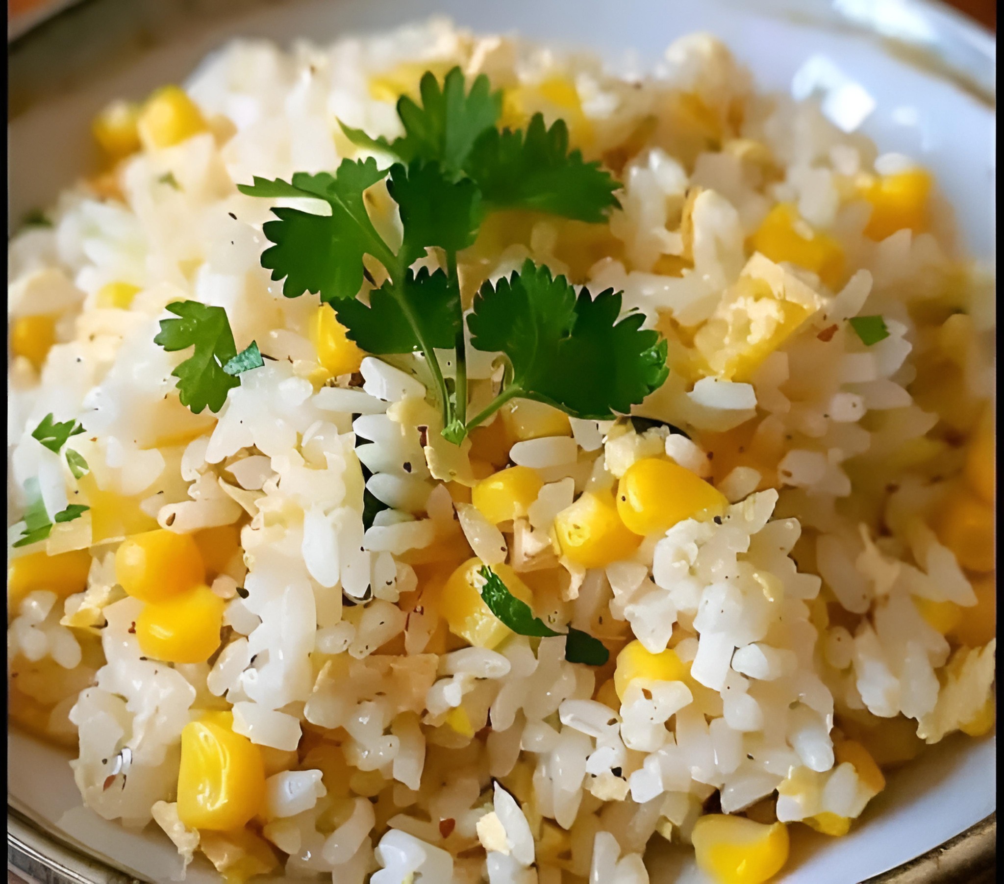 أرز أبيض مع الذرة