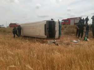 سعيدة :3 جرحى في انقلاب حافلة لنقل المسافرين