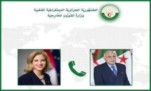 Attaf reçoit un appel téléphonique de la ministre des Affaires européennes et internationales de la République d'Autriche