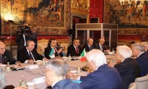 المحادثات بين رئيس الجمهورية ونظيره الإيطالي بروما تتوسع إلى أعضاء وفدي البلدين