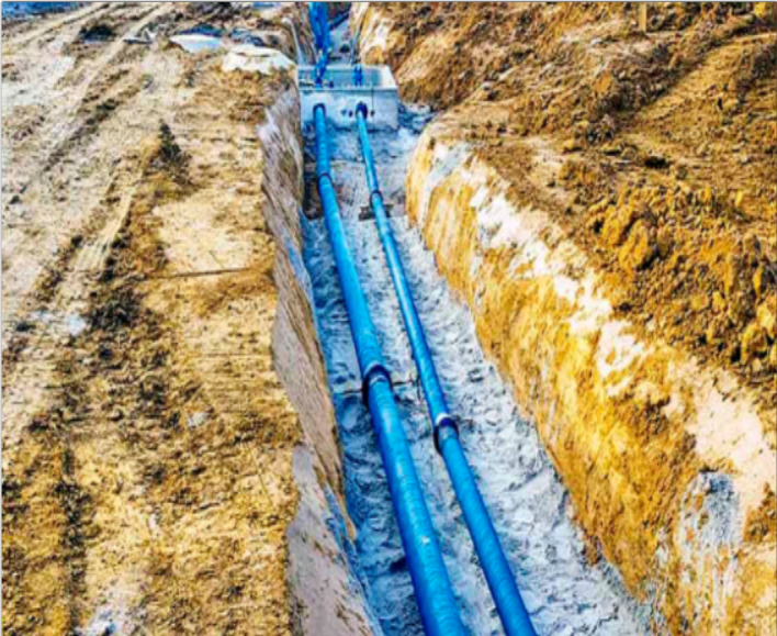 Inspection du wali du chantier de réalisation d'un réseau de drainage des eaux