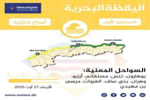 أمواج عالية مرتقبة عبر عدة مناطق بالشريط الساحلي ابتداء من يوم غد الخميس