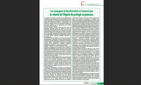 El Djeïch: les campagnes de désinformation ne freineront pas la volonté de l'Algérie de protéger sa jeunesse