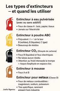 LES DIFFERENTS TYPES D'EXTINCTEURS