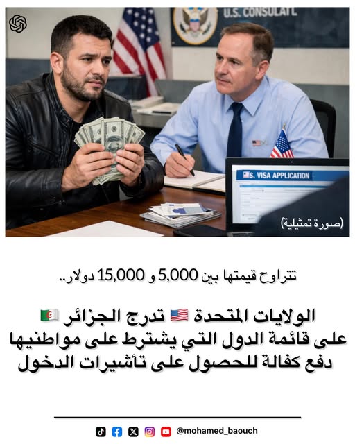 Les États-Unis imposent une caution financière pour les visas B1/B2 aux Algériens à partir du 21 janvier 2026