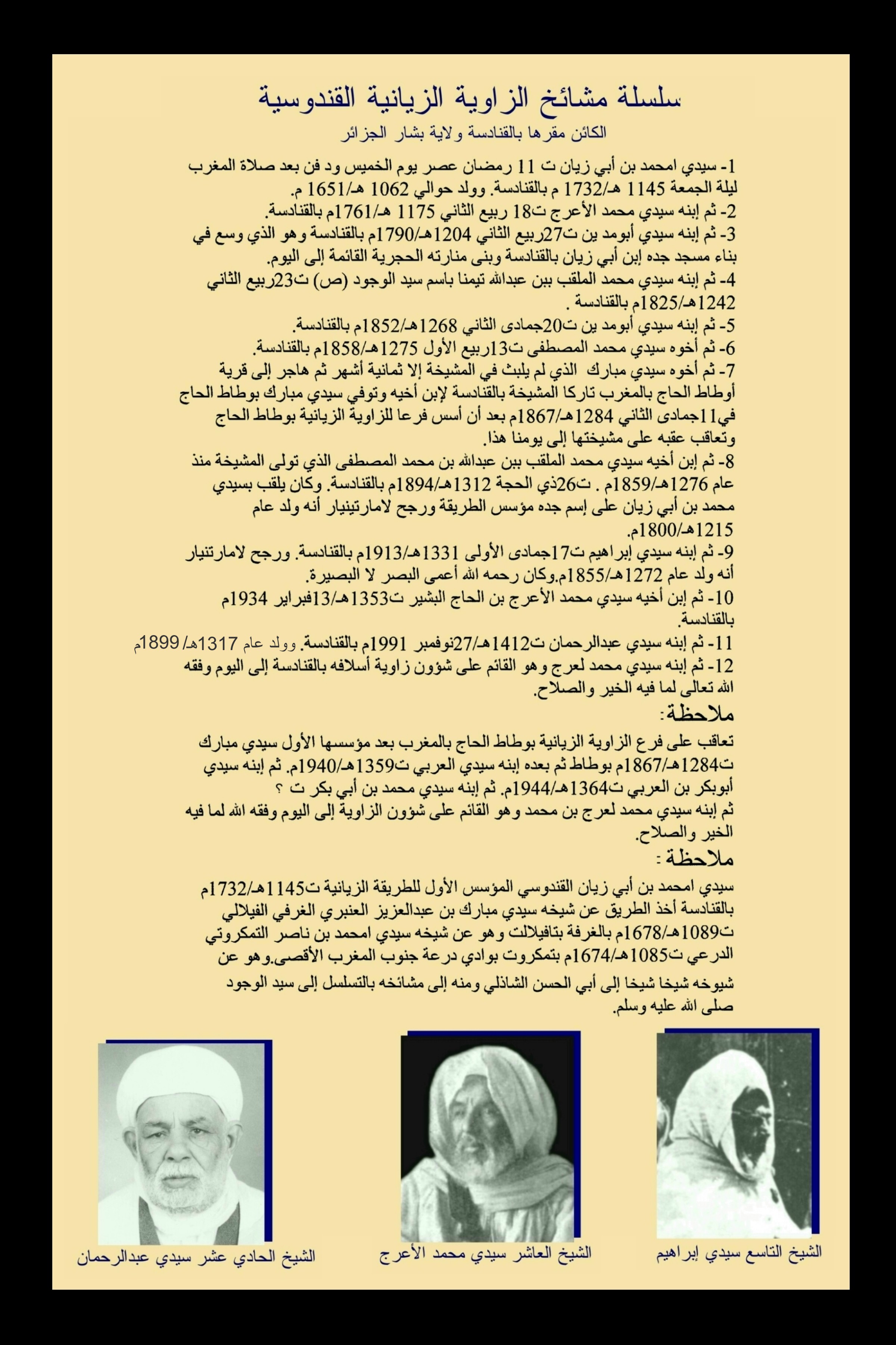 Les successeurs de sidi mhammed ben bouziane