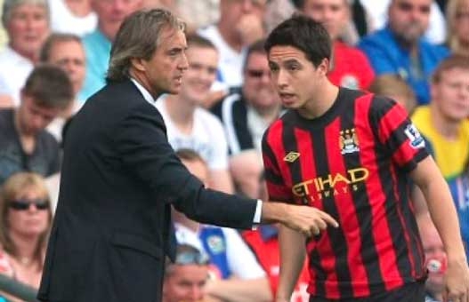 Man City : Mancini pas vraiment satisfait de Nasri