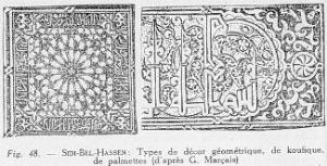 Mosquée Sidi Bel hassene : Type de décor géométrique, de koufique de parlmette d'après Georges Marçais