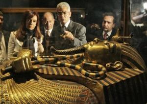 Argentine President Cristina Fernandez de Kirchner looks at The