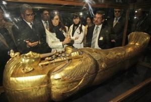 Argentine President Cristina Fernandez de Kirchner looks at The