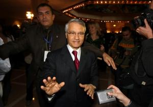 Algerian Energy and Mines minister Chakib Khelil speaks to