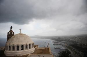 A general view shows the cathedral of Santa Cruz