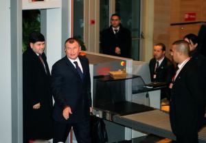 Russian Energy Minister Sergei Shmatko (2ndL) arrives for the