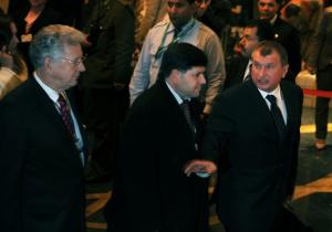 Russian Energy Minister Sergei Shmatko (R) arrives for the