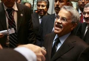 Saudi's Oil Minister Ali al-Naimi talks to journalists upon
