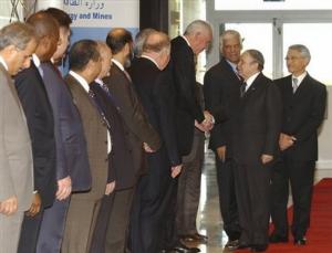 Algerian President Abdelaziz Bouteflika, second right, followed by