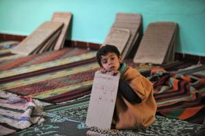 An Algerian student is pictured during a course for