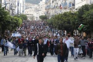 Thousands of protesters march Friday, Jan. 9, 2009 in