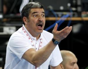 Algeria's head coach Akkeb Kamel reacts during his team's