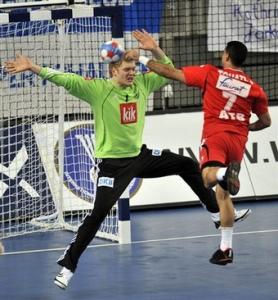 Germany's goalkeeper Johannes Bitter tries to save a shot