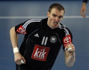 Germany's Lars Kaufmann celebrates his goal against Algeria during