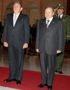 Algerian President Abdelaziz Bouteflika, right, and Cuban President Raul