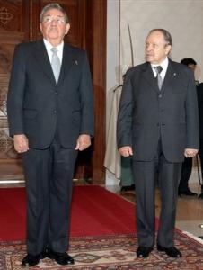 Algerian President Abdelaziz Bouteflika, right, and Cuban President Raul