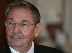 Cuba's President Raul Castro stands during a welcome ceremony