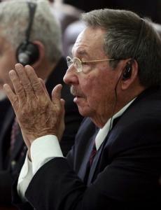 Cuba's President Raul Castro attends a meeting of the