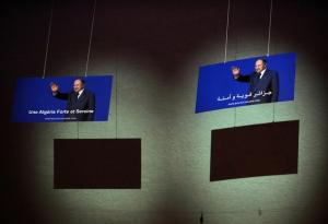 Pro-Algerian President Abdelaziz Bouteflika's elections signs are pictured on