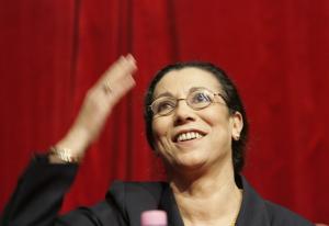 Louisa Hanoune, spokeswoman of Algeria's Workers' Party (PT), announces