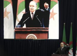 Algeria's President Abdelaziz Bouteflika gives a speech to commemorate
