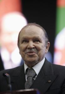 Algeria's President Abdelaziz Bouteflika gives a speech to commemorate