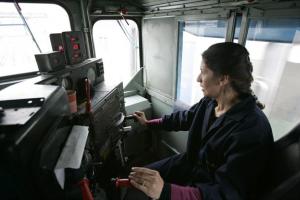 Mechanic and train driver, Khefach Karima, 30, is seen