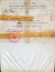 décistion n° 52 wilaya 1 du 24.04.1960 nommé si salah zidani