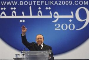 Algerian president Abdelaziz Bouteflika delivers a speech during an electoral